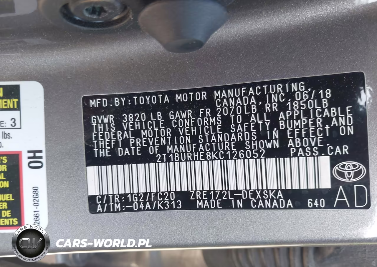 2019 Toyota Corolla Se VIN:2T1BURHE8KC126052 - 9