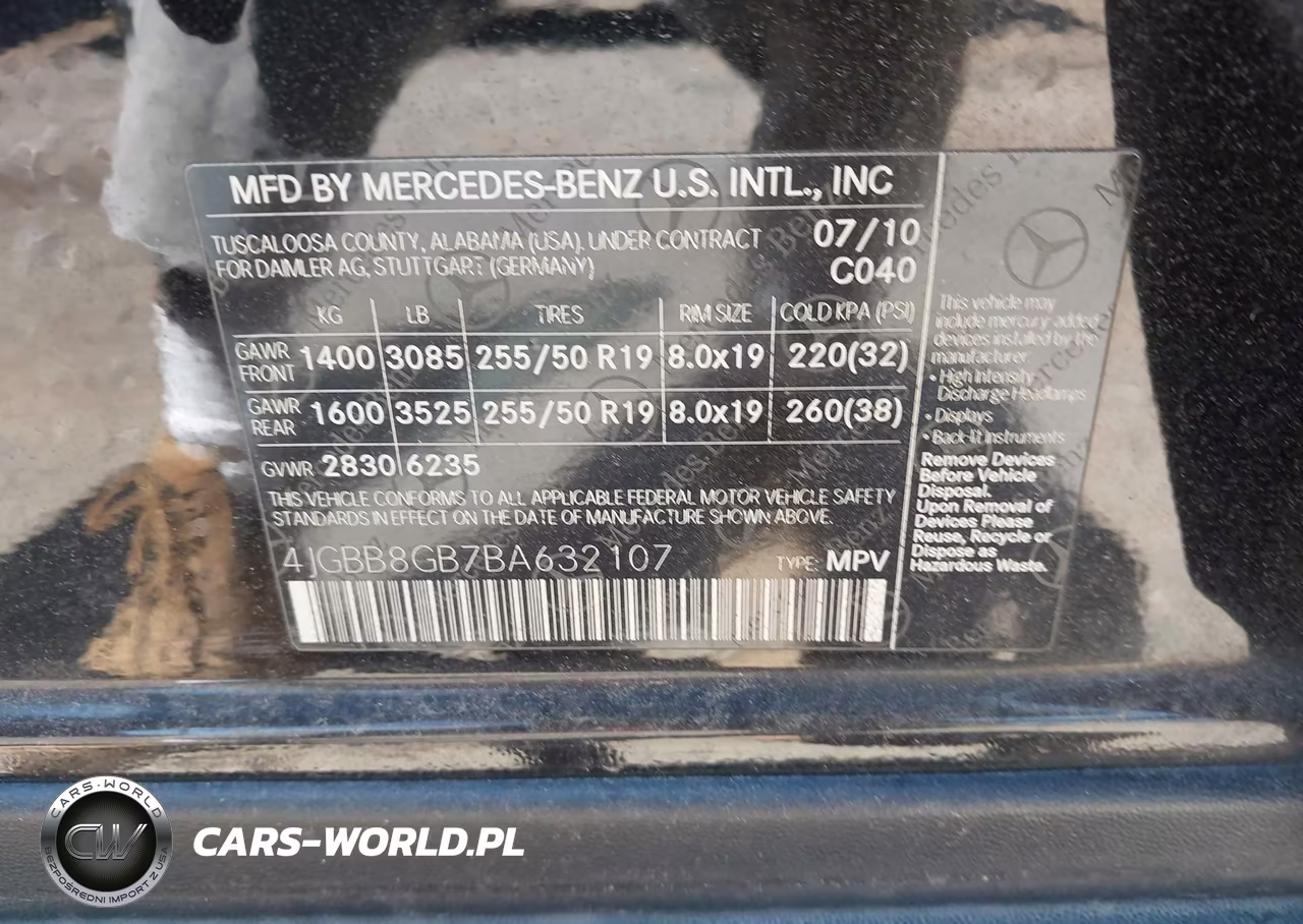 2011 Mercedes-Benz Ml 350 4Matic VIN:4JGBB8GB7BA632107 - 9