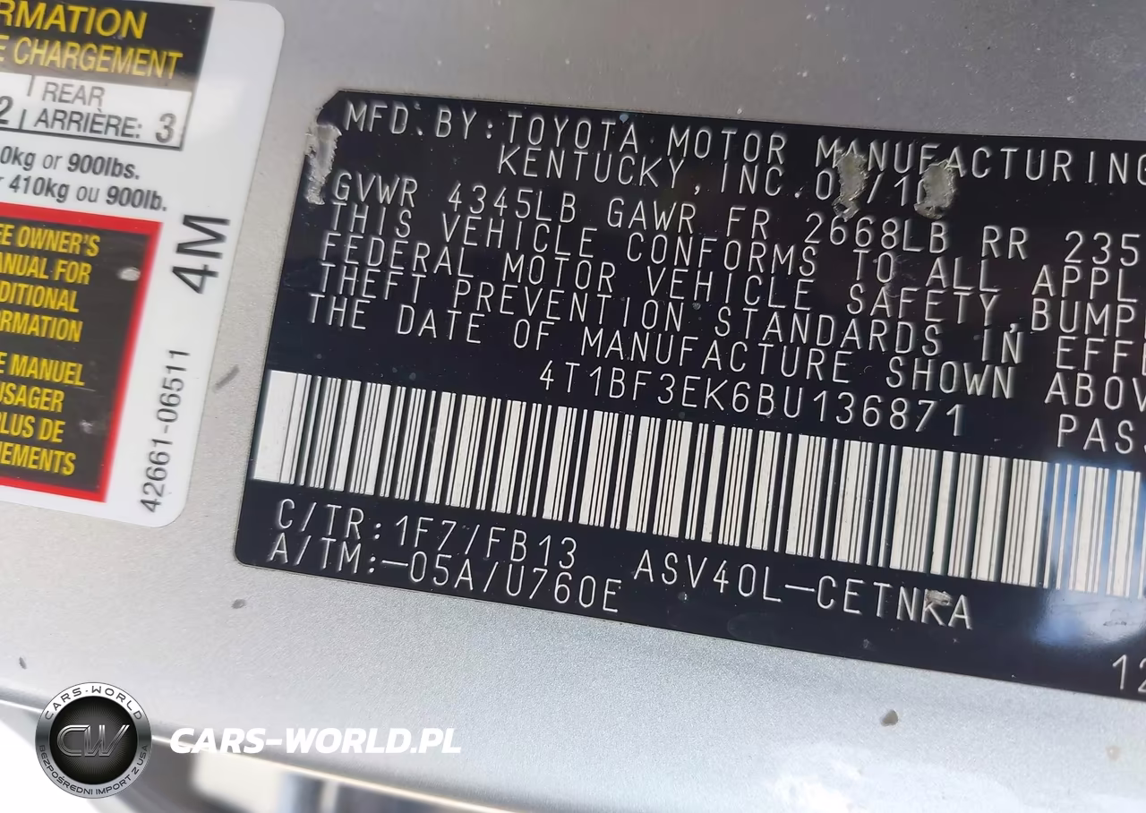 2011 Toyota Camry Le VIN:4T1BF3EK6BU136871 - 9