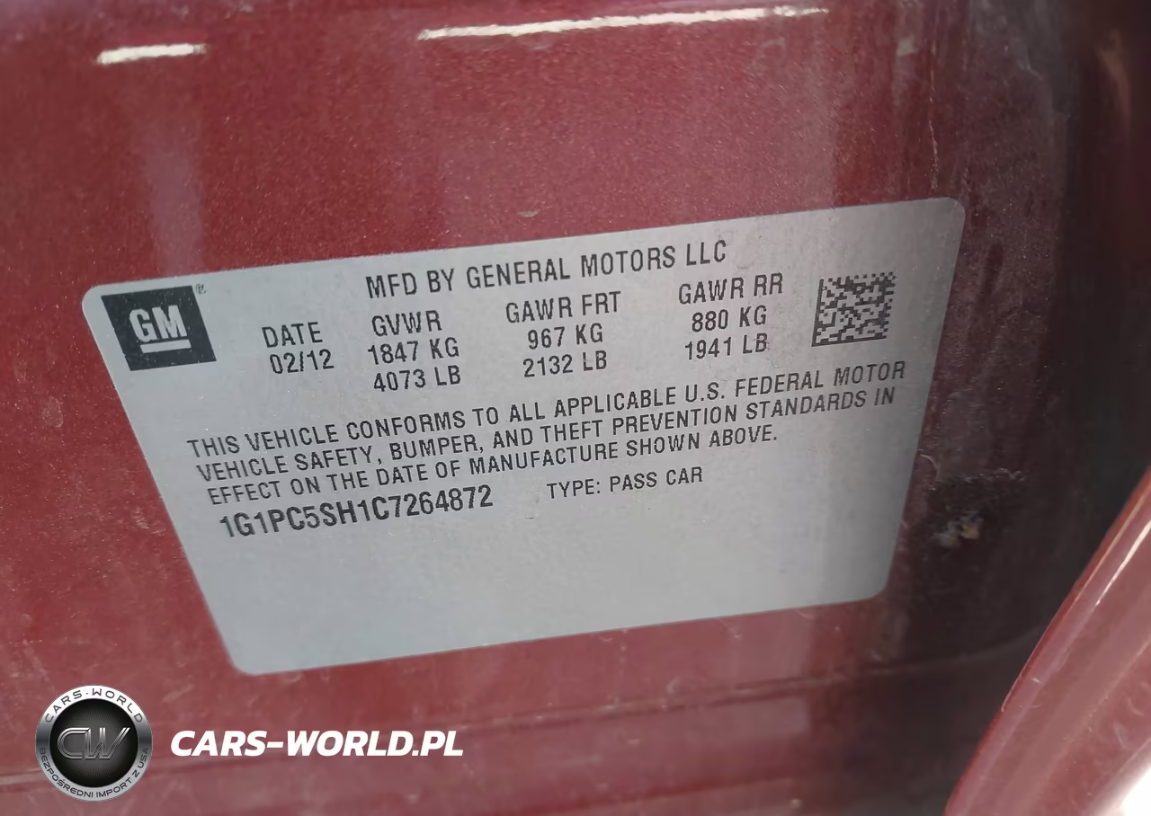 2012 Chevrolet Cruze Ls VIN:1G1PC5SH1C7264872 - 9