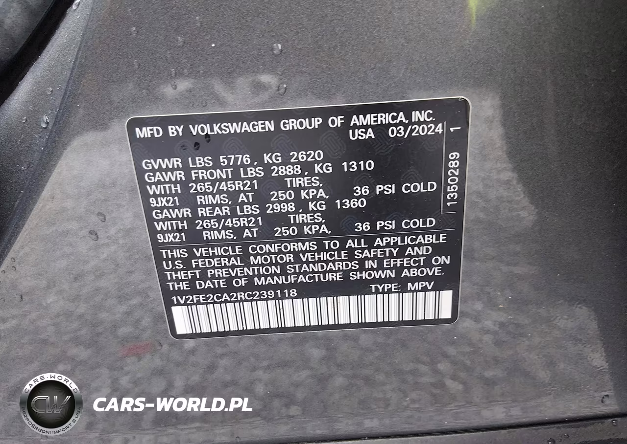 2024 Volkswagen Atlas Cross Sport 2.0T Sel Premium R-Line VIN:1V2FE2CA2RC239118 - 9
