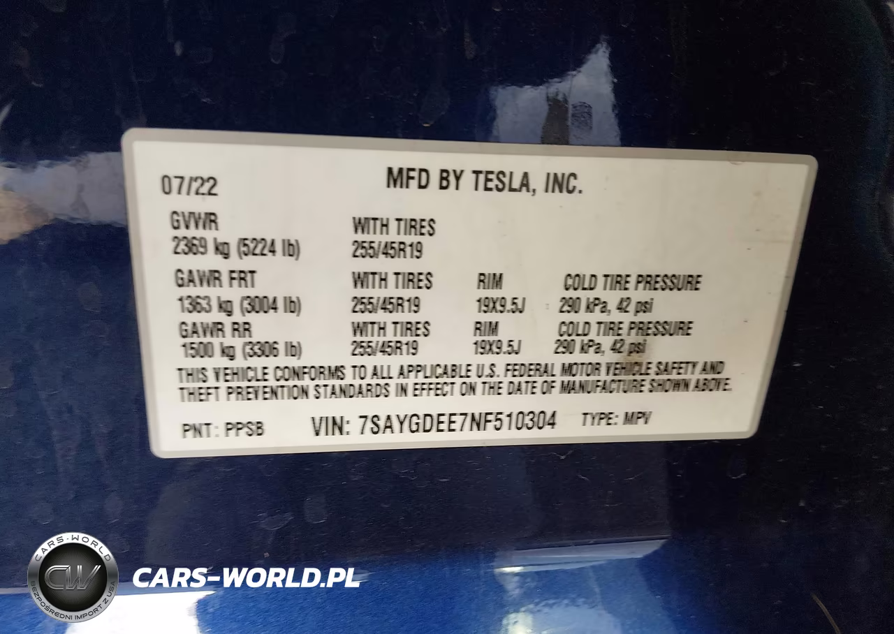 2022 Tesla Model Y Long Range Dual Motor All-Wheel Drive VIN:7SAYGDEE7NF510304 - 9