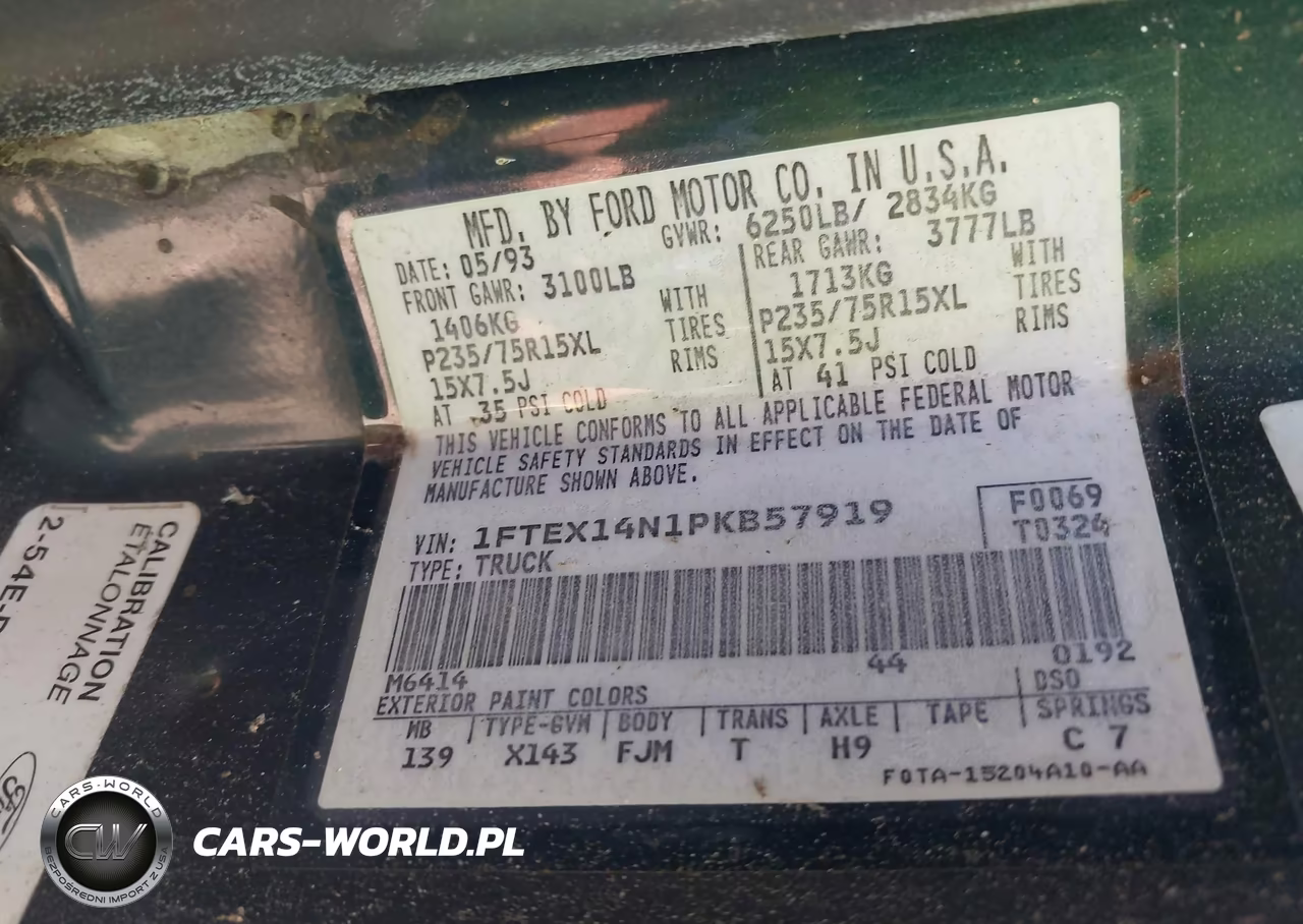 1993 Ford F150 VIN:1FTEX14N1PKB57919 - 9