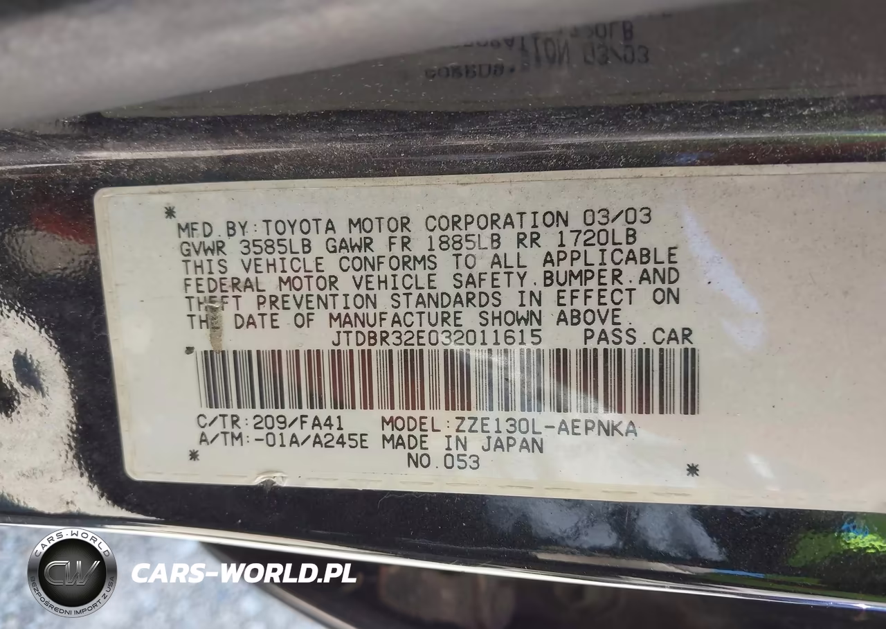 2003 Toyota Corolla Le VIN:JTDBR32E032011615 - 9