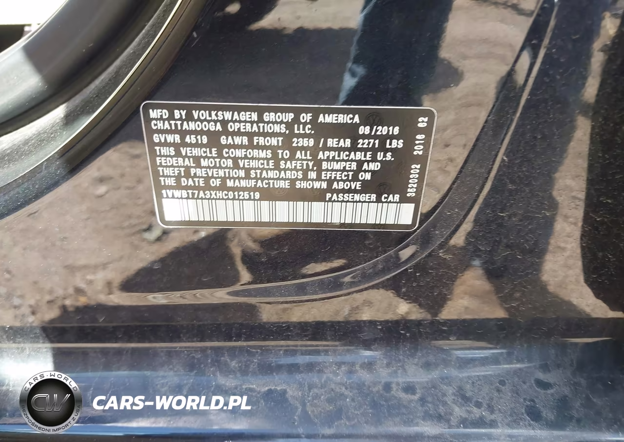2017 Volkswagen Passat 1.8T Se VIN:1VWBT7A3XHC012519 - 9