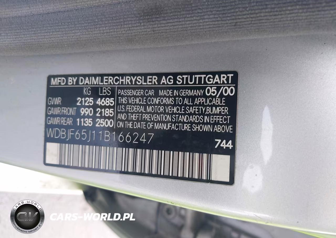 2001 Mercedes-Benz E 320 VIN:WDBJF65J11B166247 - 9