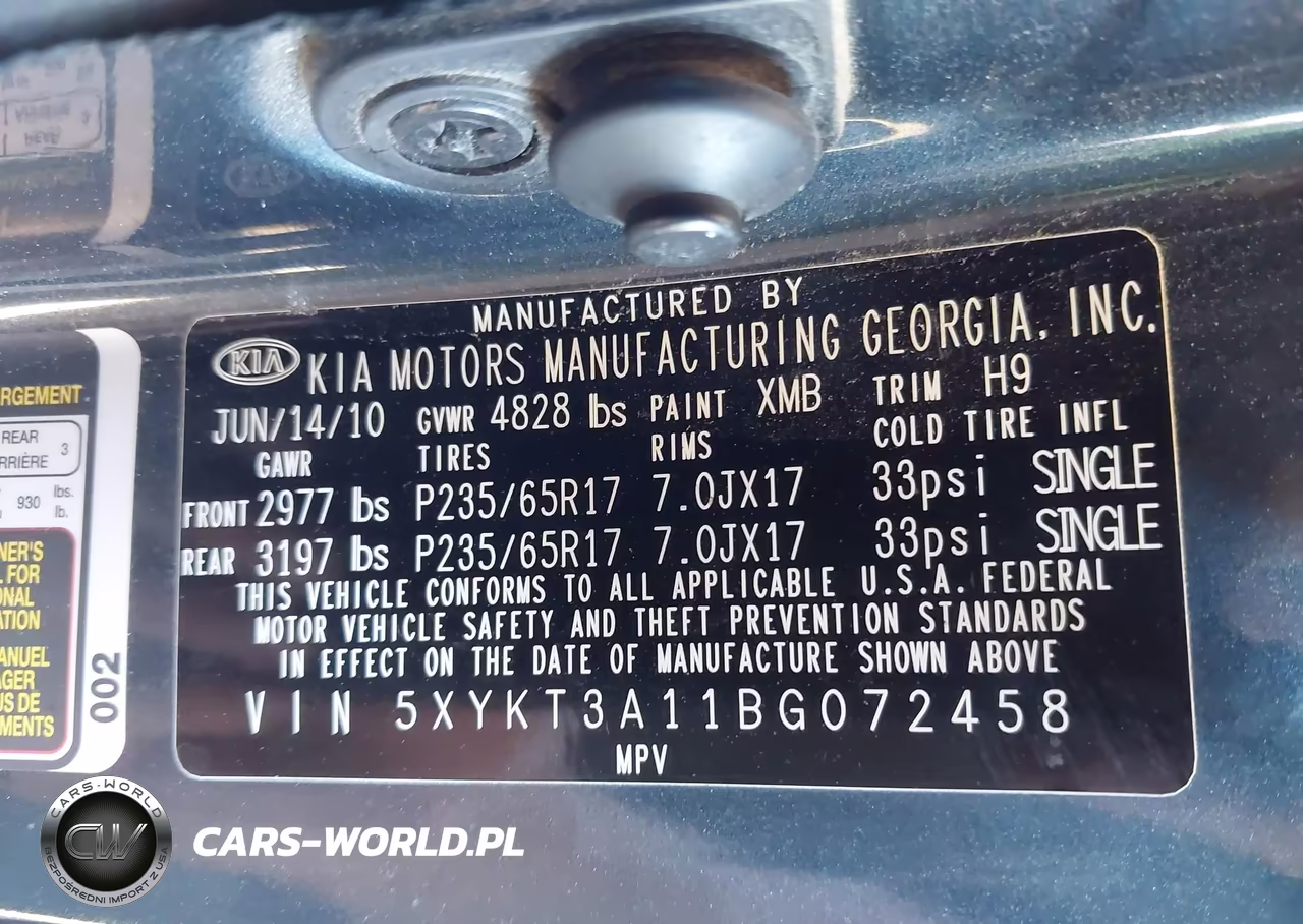 2011 Kia Sorento Lx VIN:5XYKT3A11BG072458 - 9