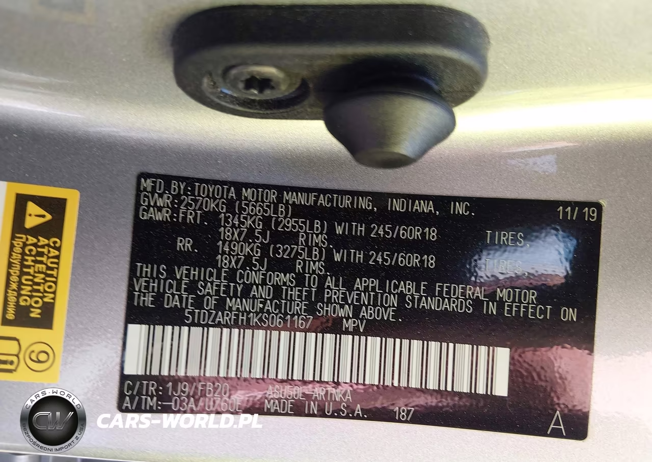 2019 Toyota Highlander Le VIN:5TDZARFH1KS061167 - 9