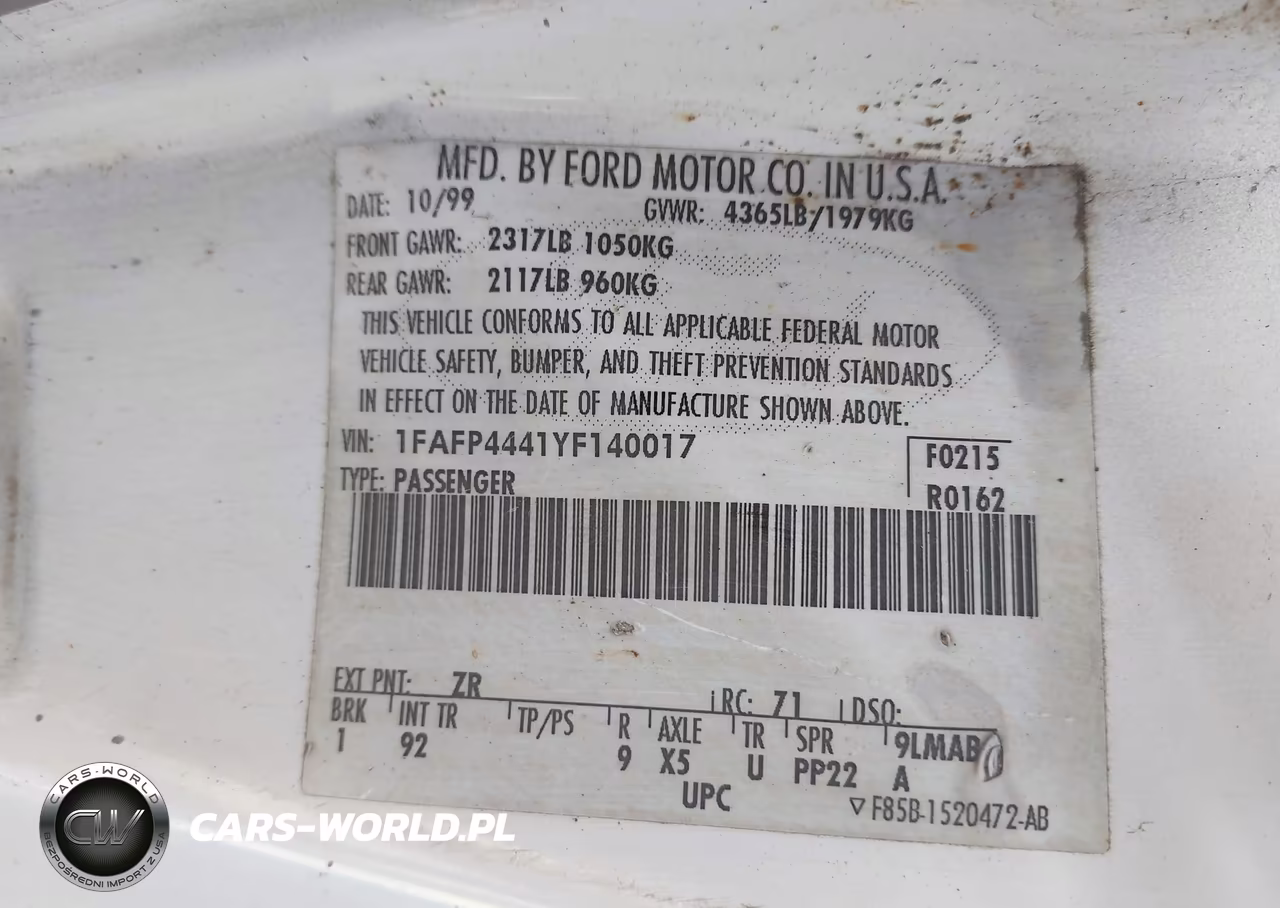 2000 Ford Mustang VIN:1FAFP4441YF140017 - 9