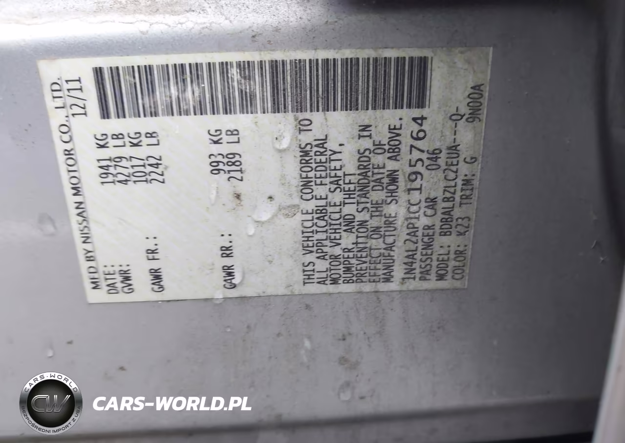 2012 Nissan Altima 2.5 S VIN:1N4AL2AP1CC195764 - 9