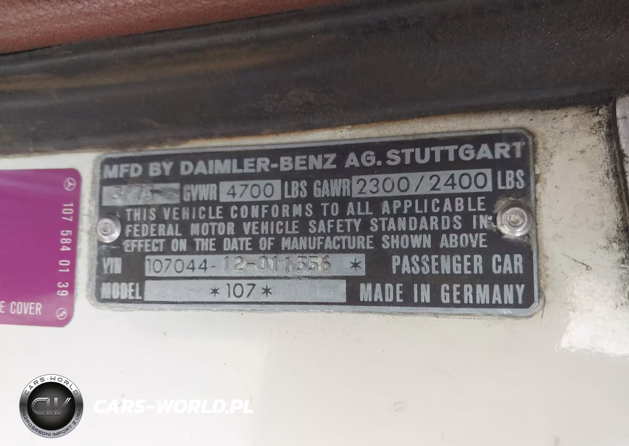 1973 Mbnz Sl 450 Convertible VIN:10704412011356 - 9