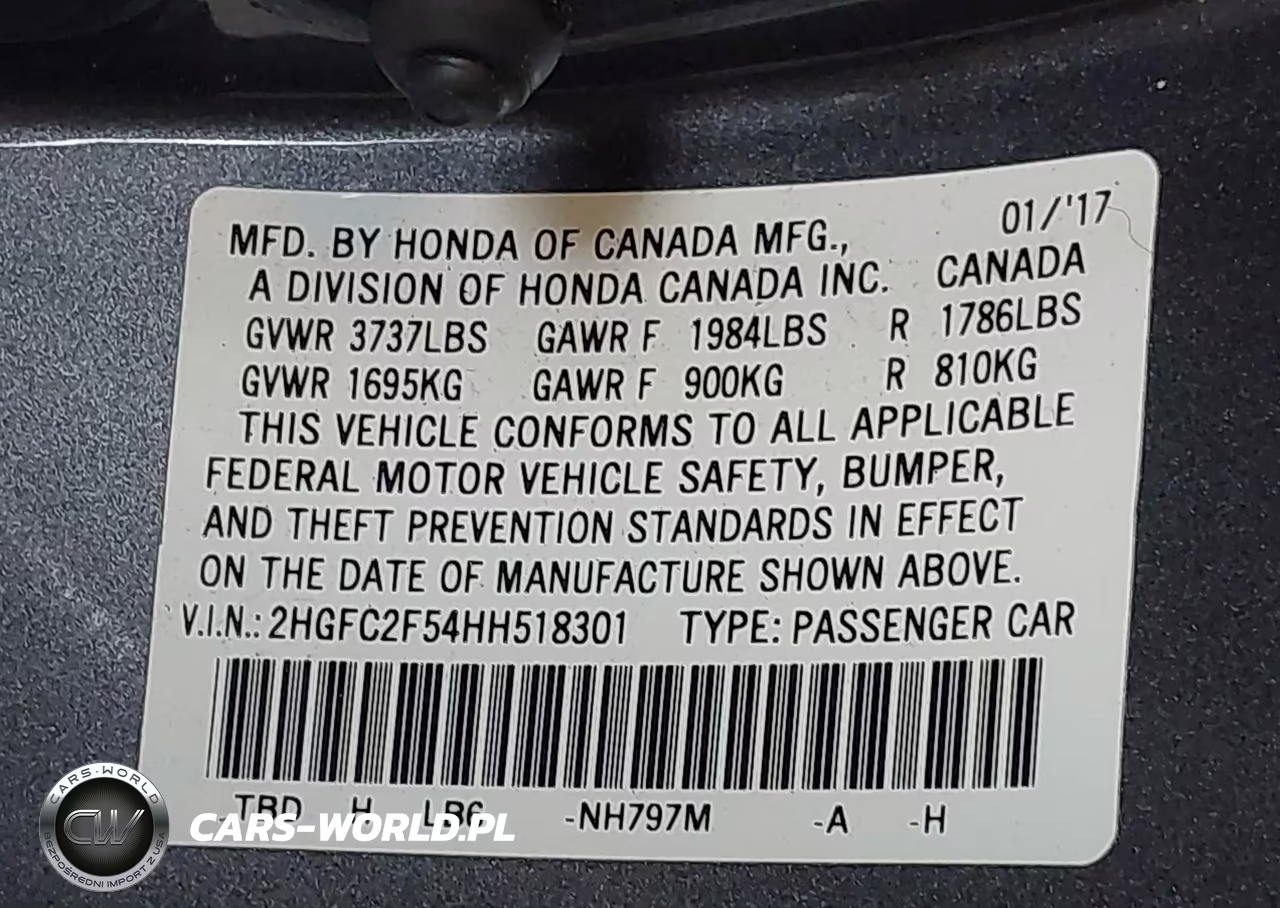 2017 Honda Civic Lx VIN:2HGFC2F54HH518301 - 9