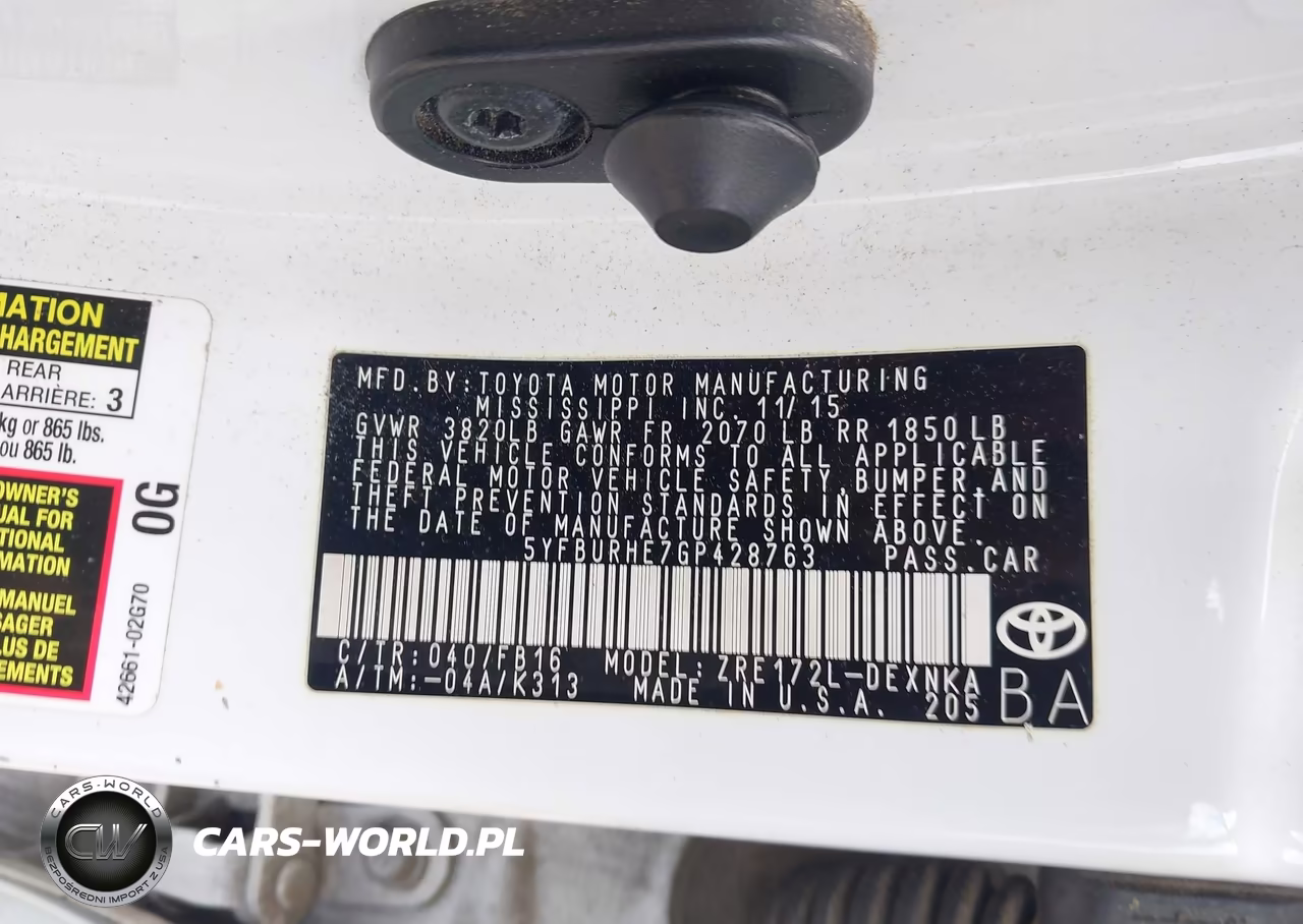 2016 Toyota Corolla Le VIN:5YFBURHE7GP428763 - 9
