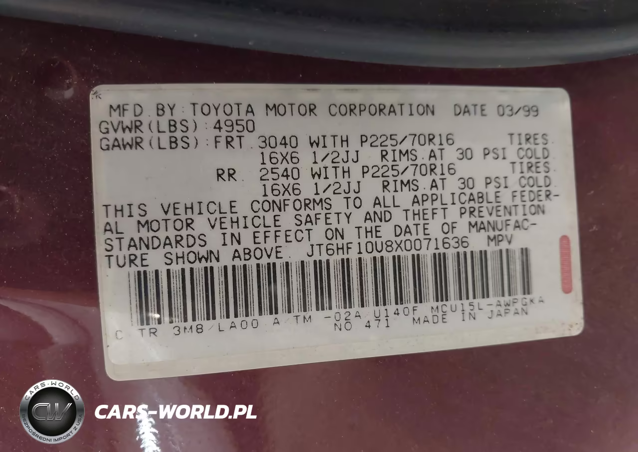 1999 Lexus Rx 300 VIN:JT6HF10U8X0071636 - 9