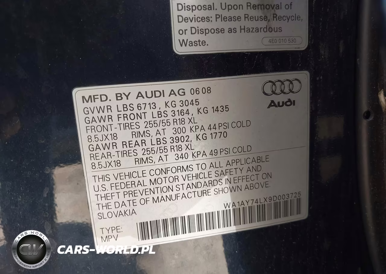 2009 Audi Q7 3.6 5 Passenger-3.6 Premium VIN:WA1AY74LX9D003725 - 9