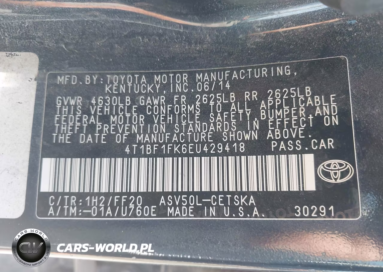 2014 Toyota Camry Se VIN:4T1BF1FK6EU429418 - 9
