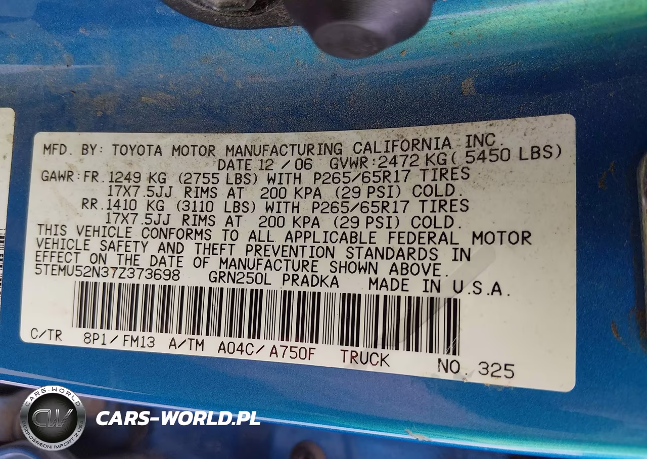 2007 Toyota Tacoma Base V6 VIN:5TEMU52N37Z373698 - 9