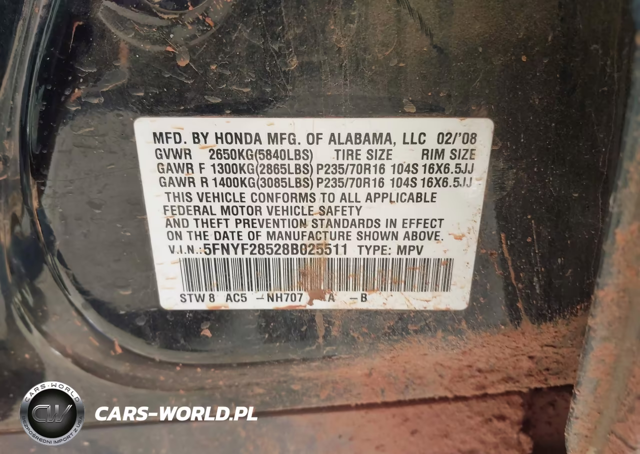 2008 Honda Pilot Ex-L VIN:5FNYF28528B025511 - 9