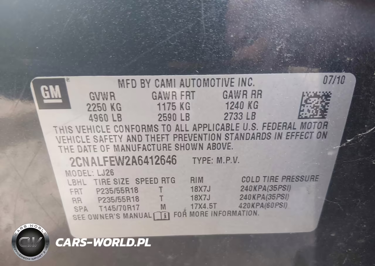 2010 Chevrolet Equinox Ltz VIN:2CNALFEW2A6412646 - 9