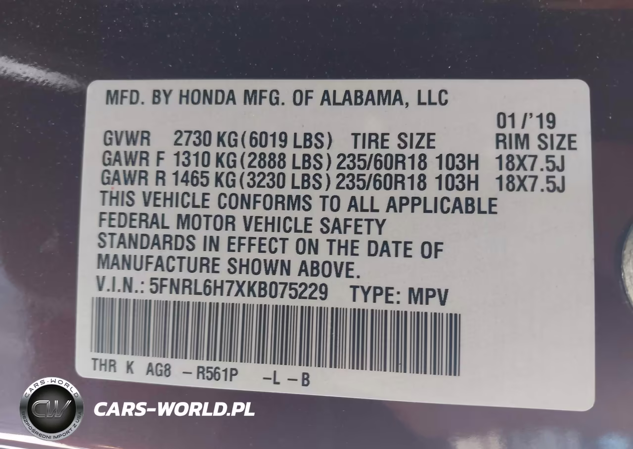 2019 Honda Odyssey Ex-L VIN:5FNRL6H7XKB075229 - 9