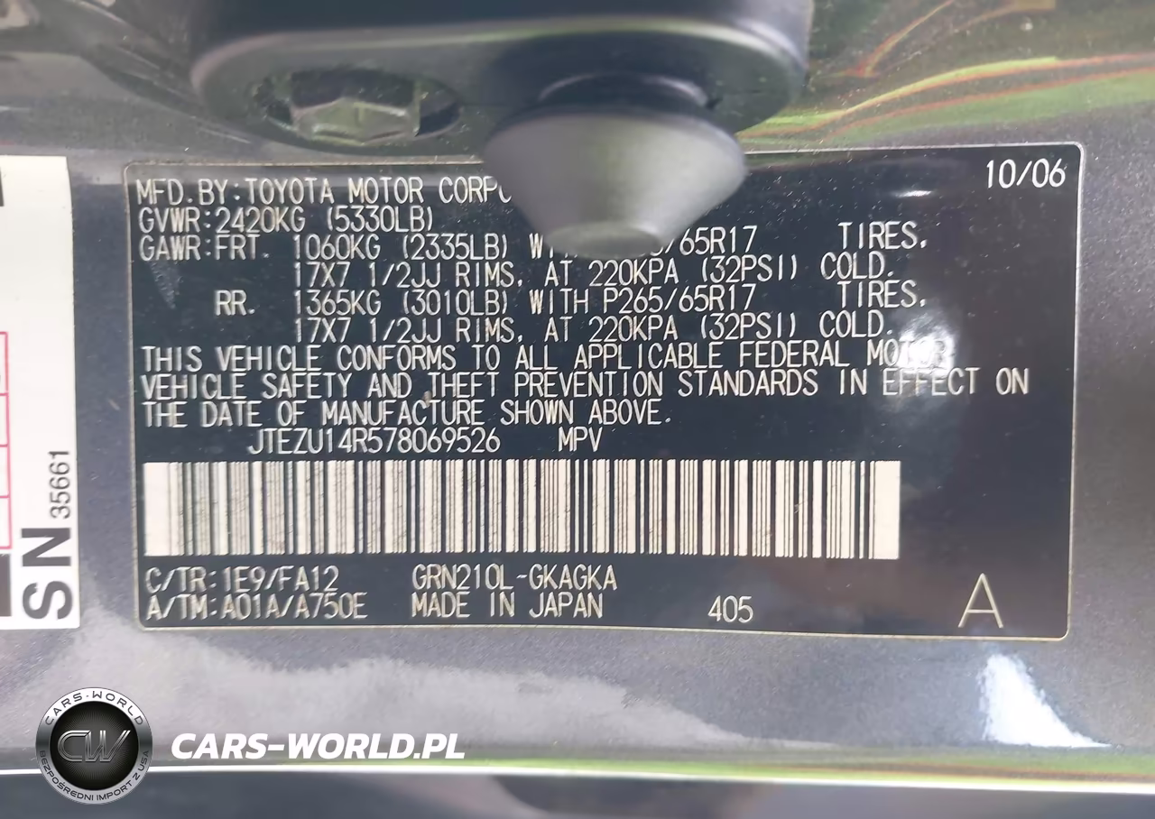 2007 Toyota 4Runner Sr5 V6 VIN:JTEZU14R578069526 - 9