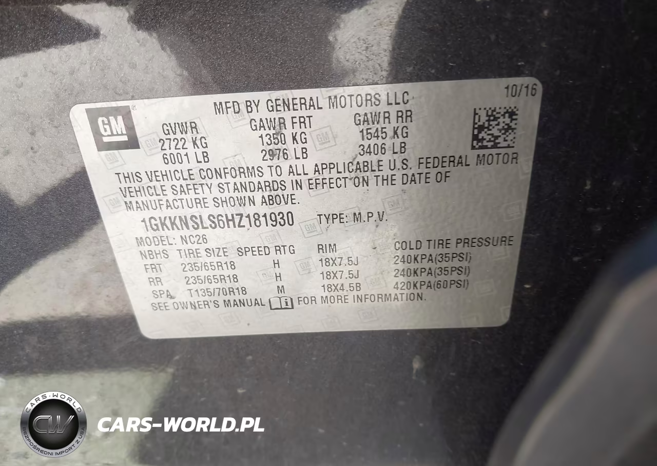2017 GMC Acadia Sle-2 VIN:1GKKNSLS6HZ181930 - 9