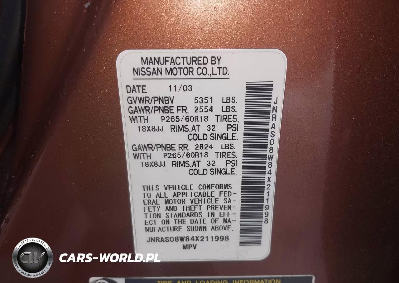 2004 Infiniti Fx35 VIN:JNRAS08W84X211998 - 9