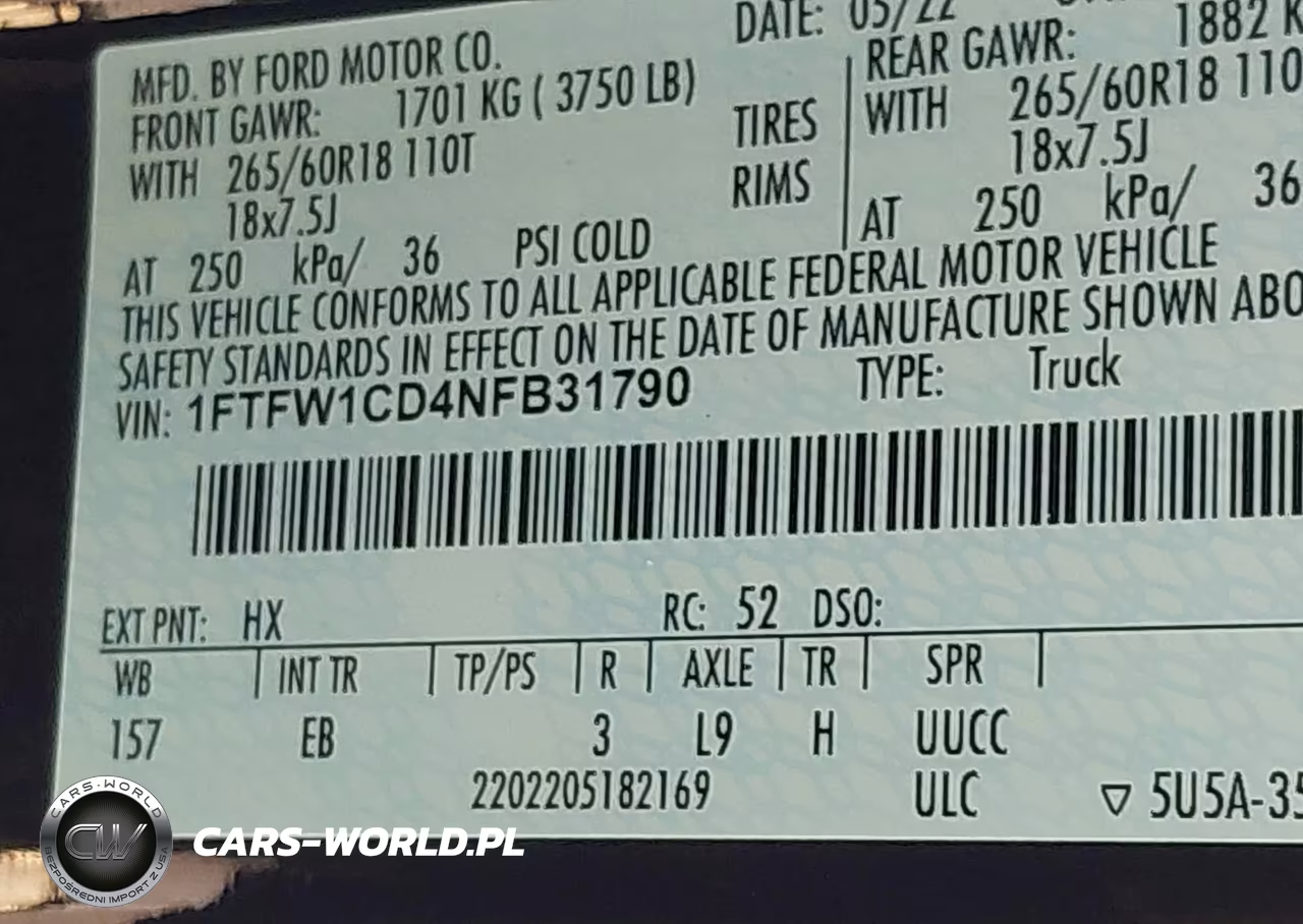2022 Ford F-150 Lariat VIN:1FTFW1CD4NFB31790 - 9