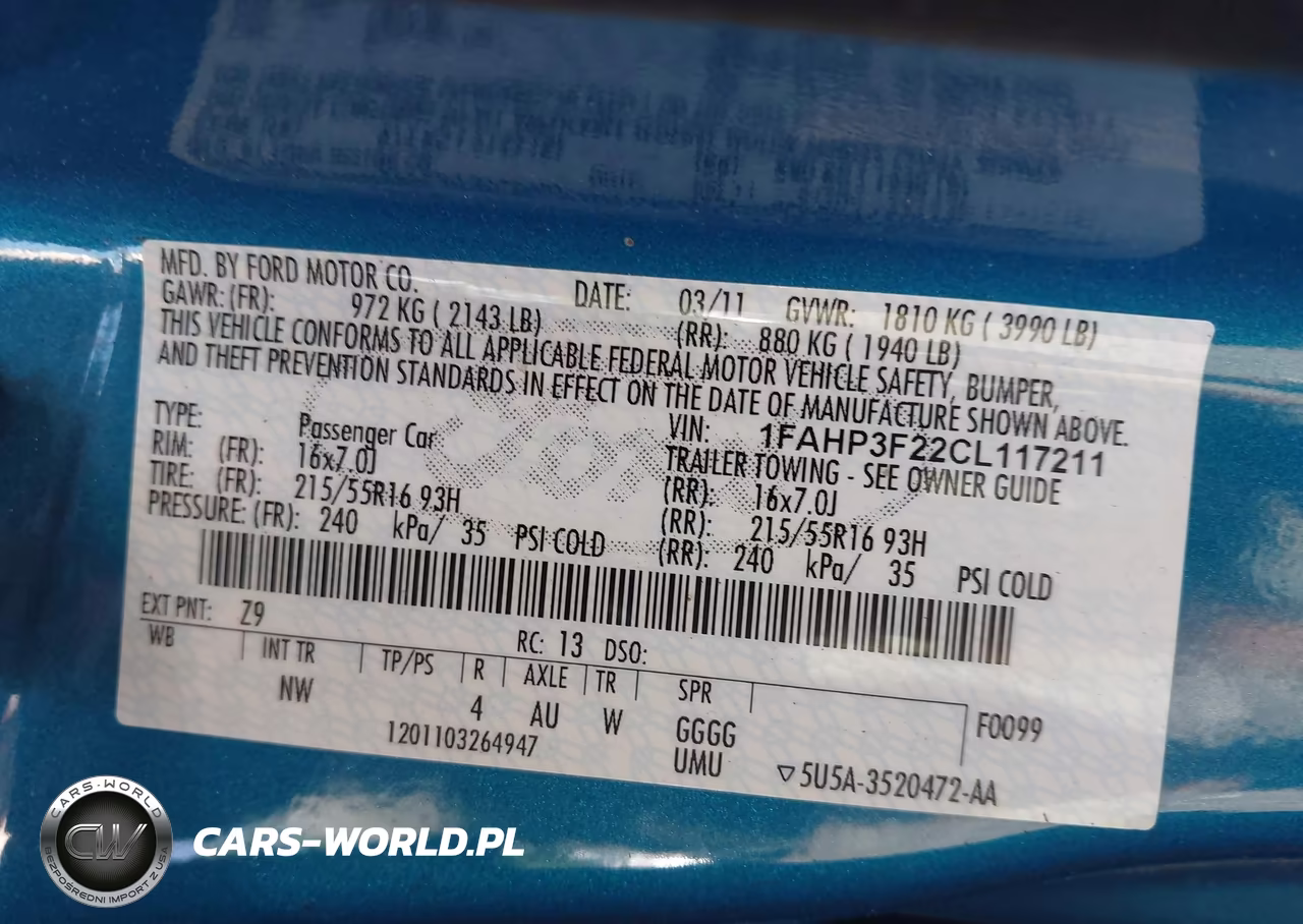 2012 Ford Focus Se VIN:1FAHP3F22CL117211 - 9