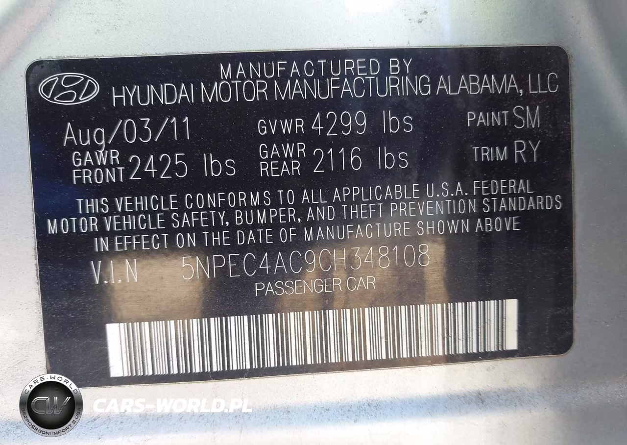 2012 Hyundai Sonata Limited VIN:5NPEC4AC9CH348108 - 9