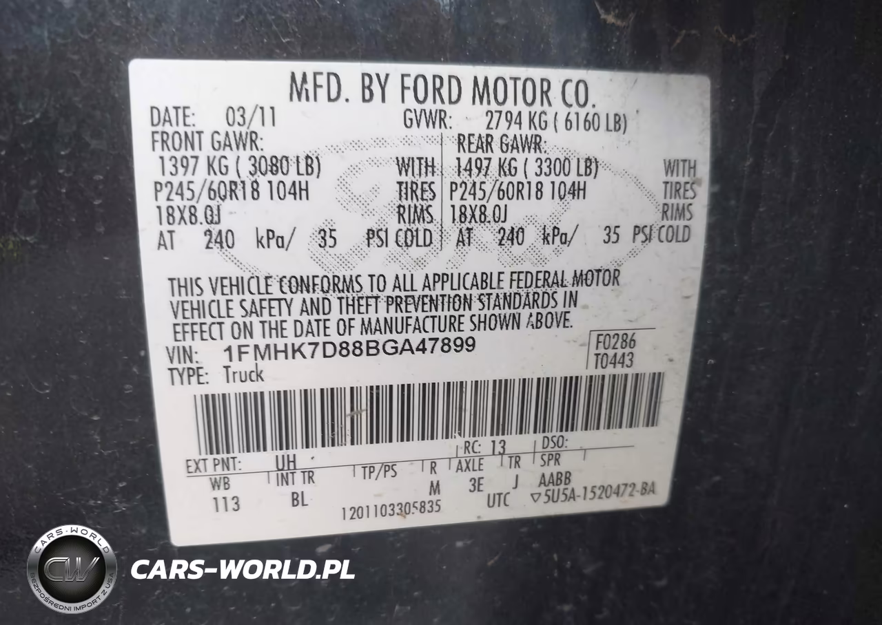 2011 Ford Explorer Xlt VIN:1FMHK7D88BGA47899 - 9