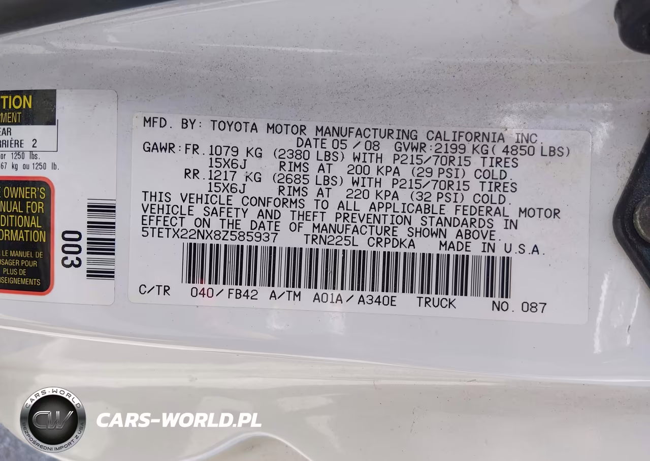 2008 Toyota Tacoma VIN:5TETX22NX8Z585937 - 9