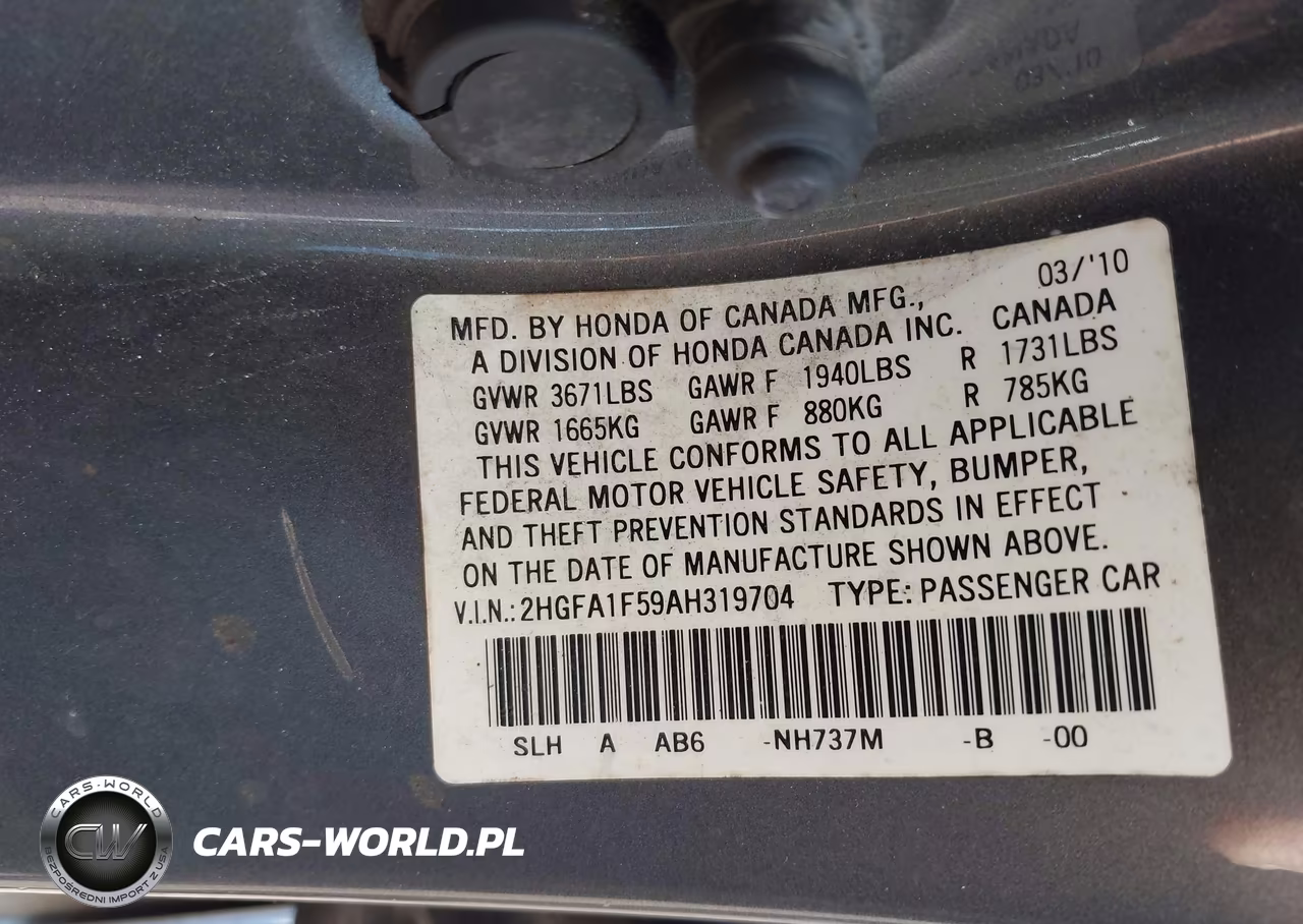 2010 Honda Civic Lx VIN:2HGFA1F59AH319704 - 9