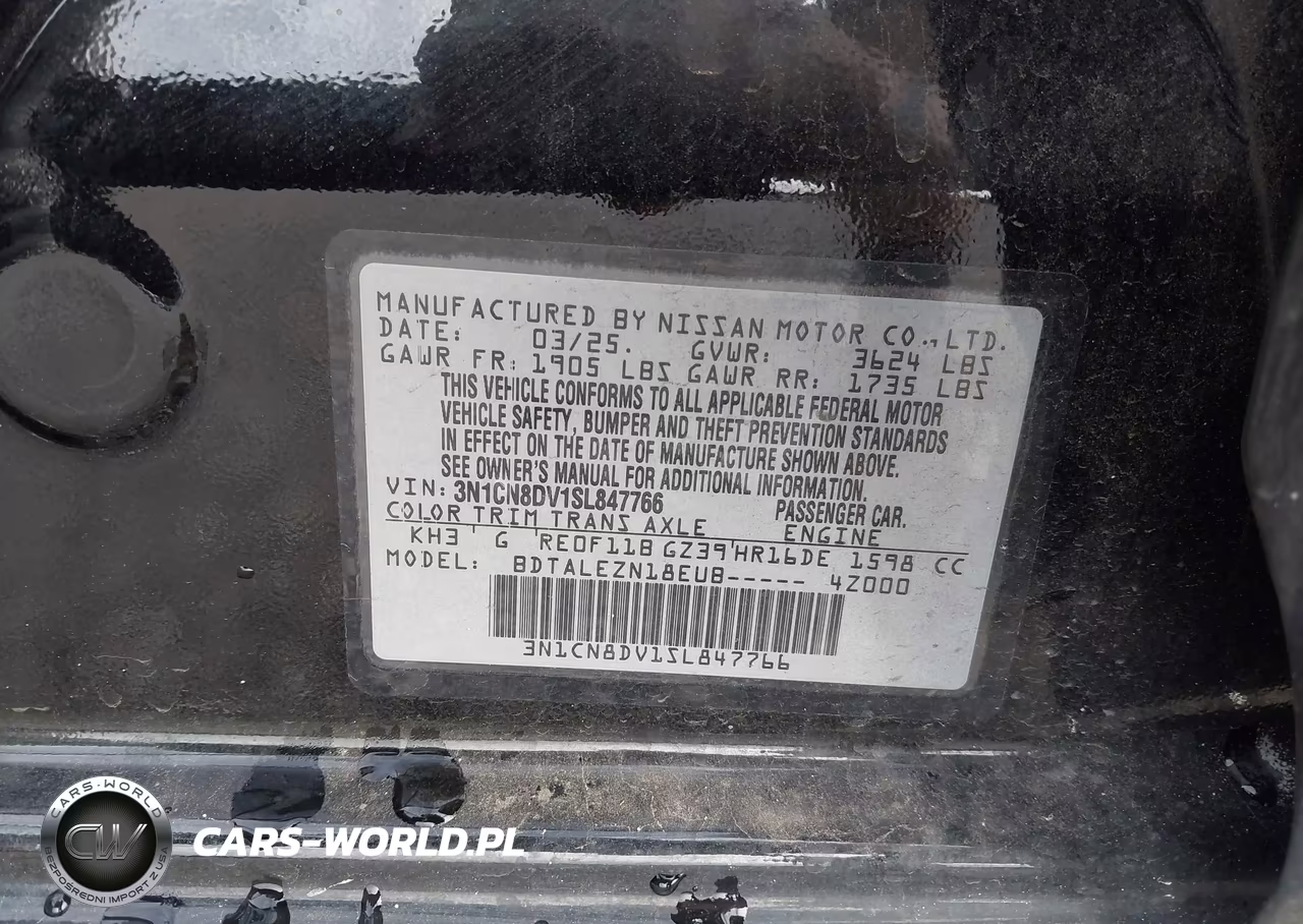 2025 Nissan Versa 1.6 S VIN:3N1CN8DV1SL847766 - 9
