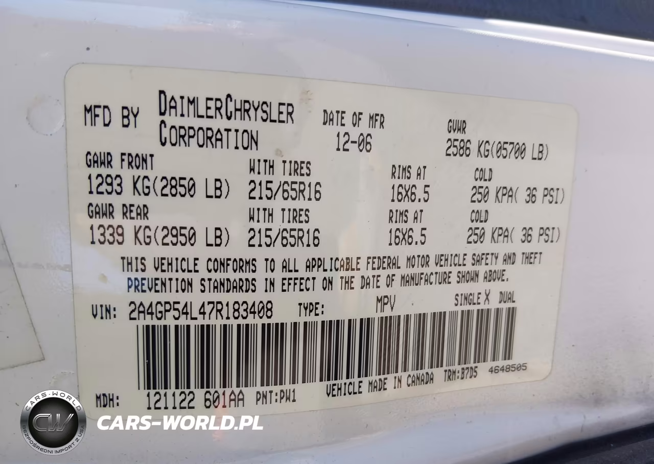 2007 Chrysler Town & Country Touring VIN:2A4GP54L47R183408 - 9