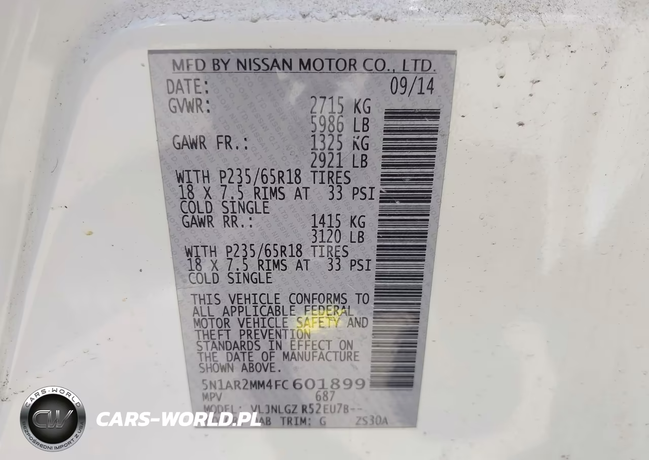 2015 Nissan Pathfinder Sl VIN:5N1AR2MM4FC601899 - 9