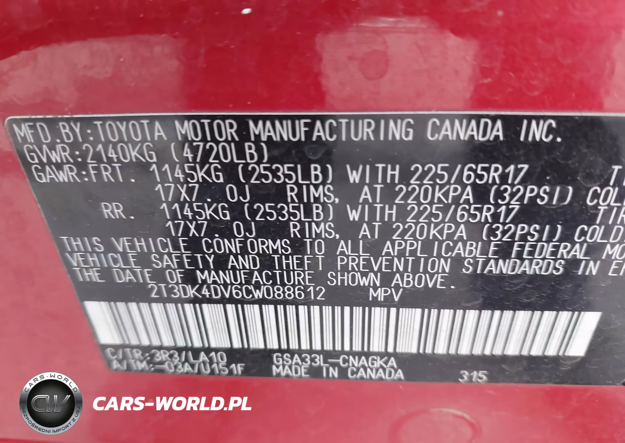 2012 Toyota Rav4 Limited V6 VIN:2T3DK4DV6CW088612 - 9