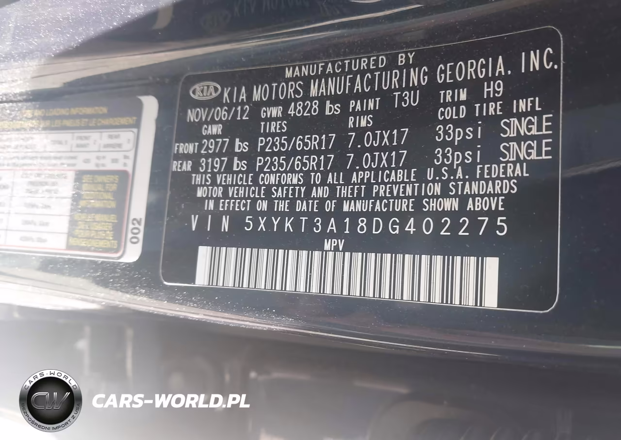 2013 Kia Sorento Lx VIN:5XYKT3A18DG402275 - 9