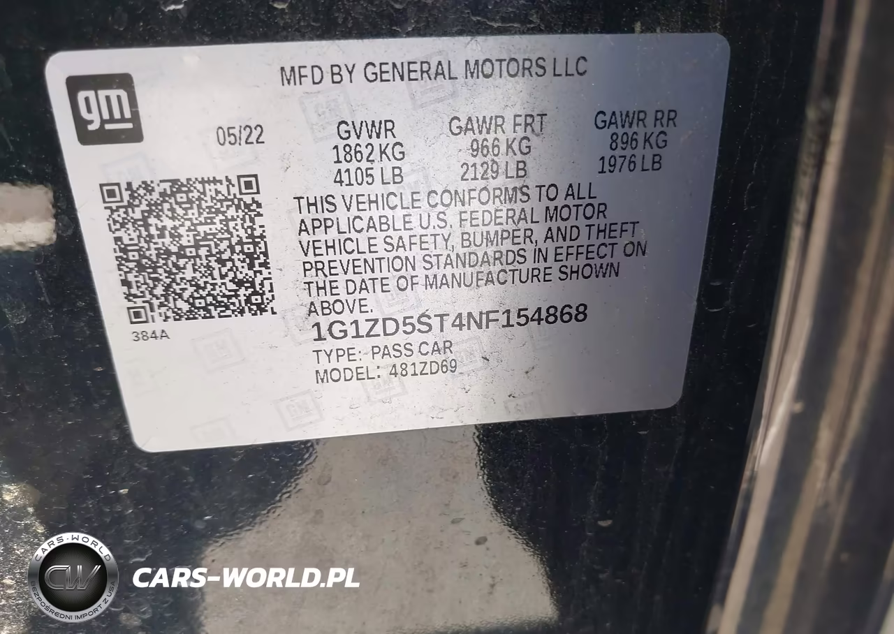 2022 Chevrolet Malibu Lt VIN:1G1ZD5ST4NF154868 - 9