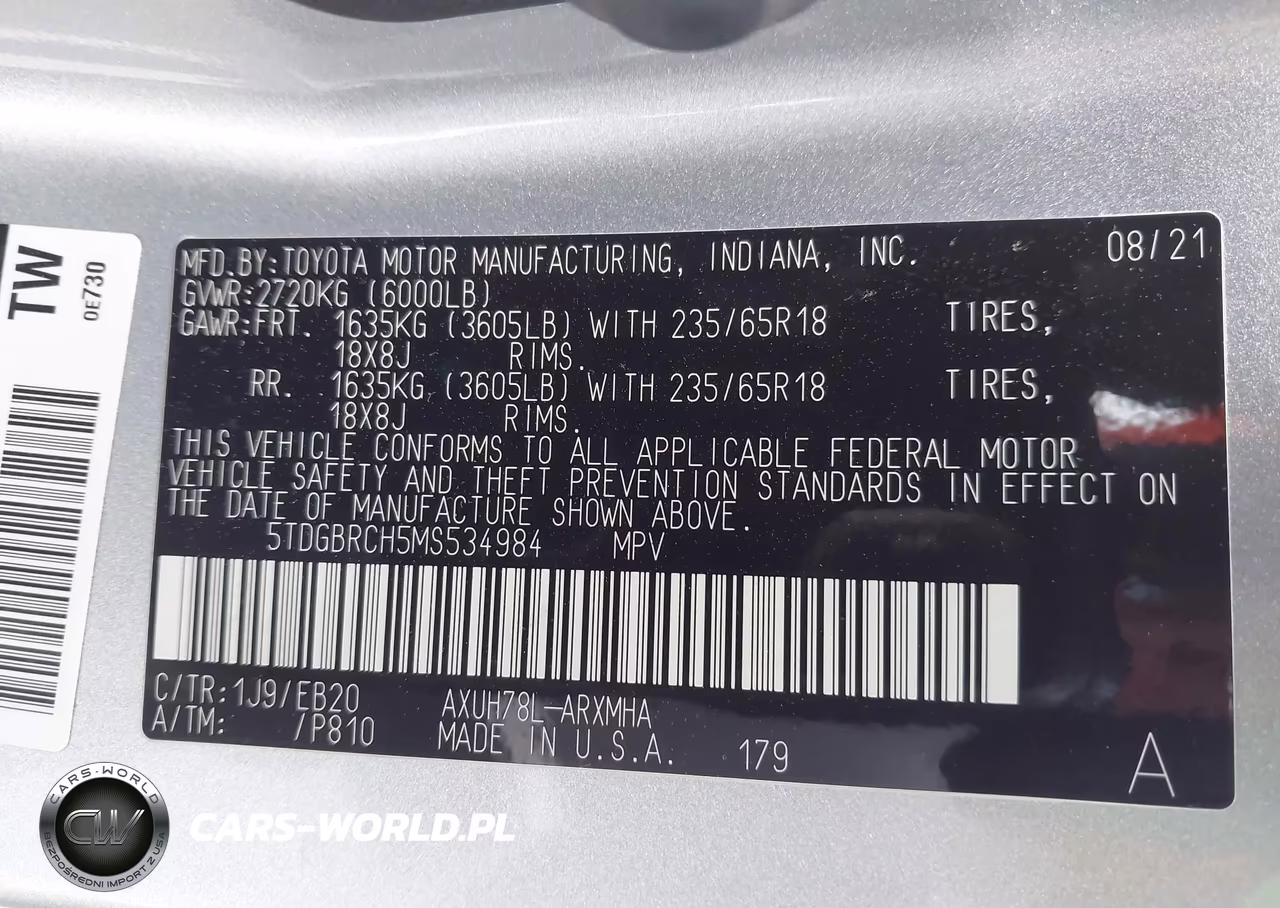 2021 Toyota Highlander Hybrid Xle VIN:5TDGBRCH5MS534984 - 9