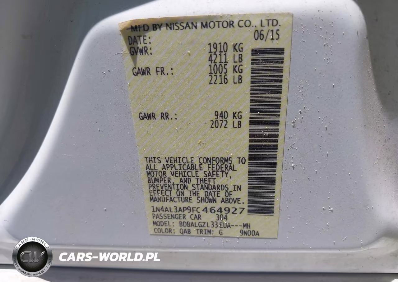 2015 Nissan Altima 2.5 S VIN:1N4AL3AP9FC464927 - 9