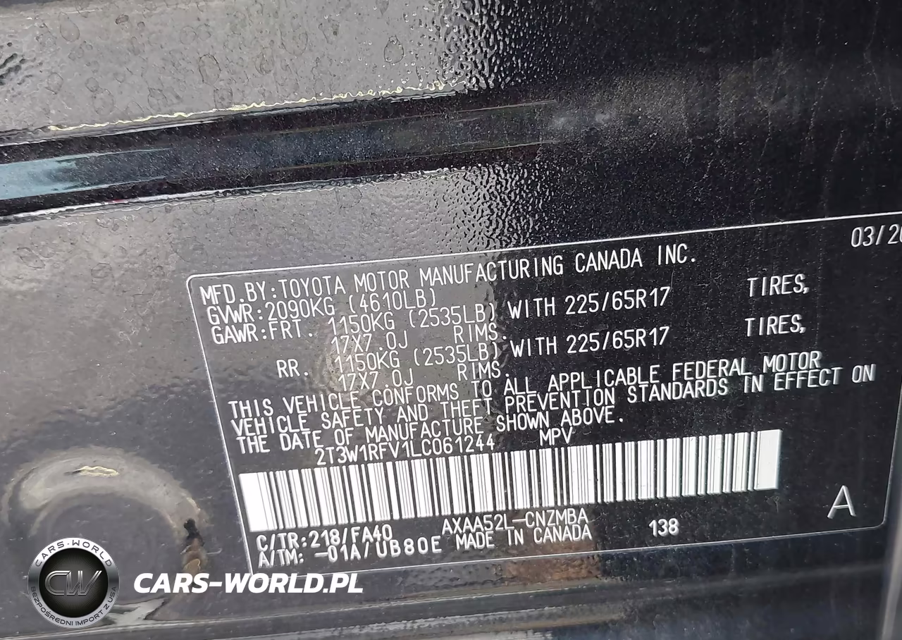 2020 Toyota Rav4 Xle VIN:2T3W1RFV1LC061244 - 9