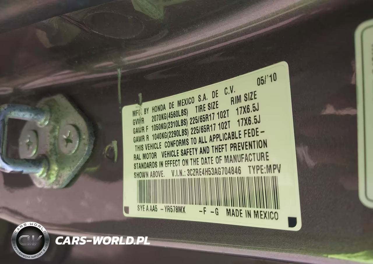 2010 Honda Cr-V Ex VIN:3CZRE4H53AG704846 - 9