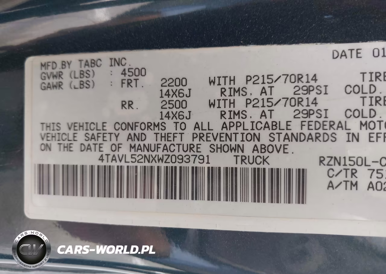 1998 Toyota Tacoma VIN:4TAVL52NXWZ093791 - 9