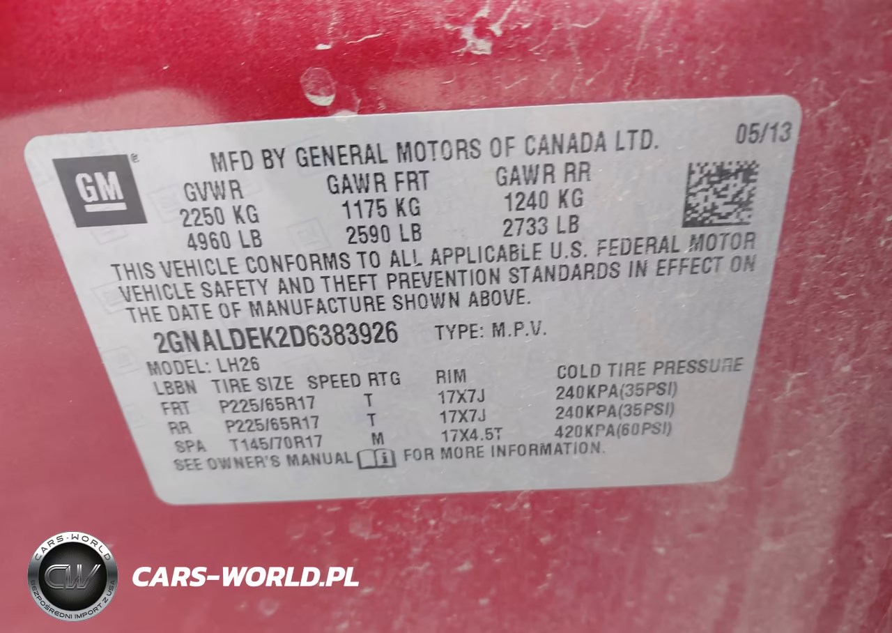 2013 Chevrolet Equinox 1Lt VIN:2GNALDEK2D6383926 - 9
