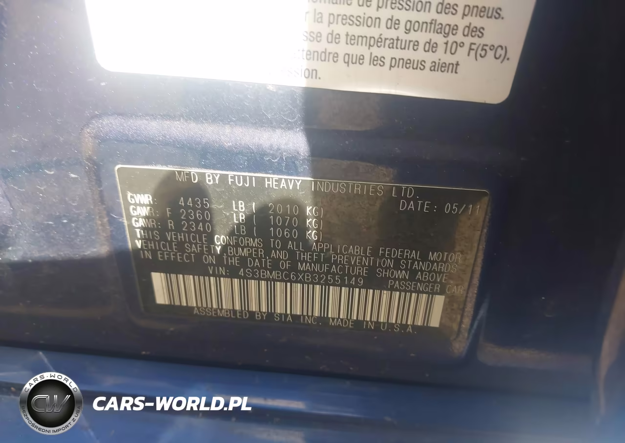 2011 Subaru Legacy 2.5I Premium VIN:4S3BMBC6XB3255149 - 9