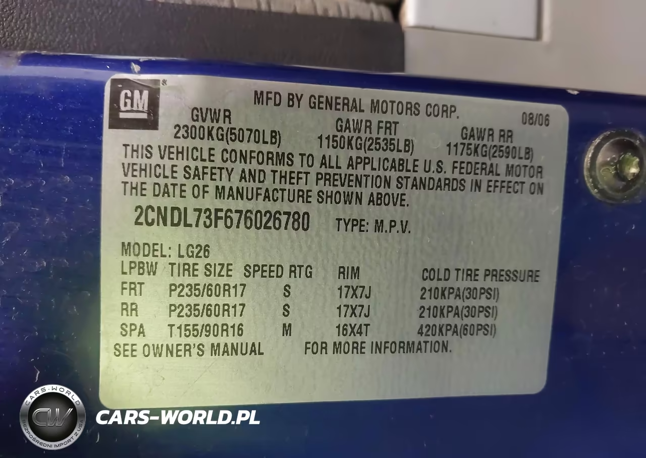 2007 Chevrolet Equinox Lt VIN:2CNDL73F676026780 - 9