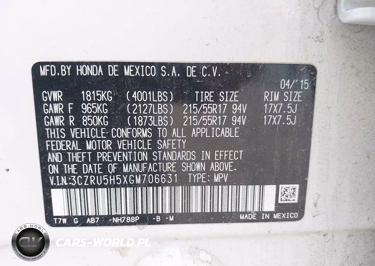2016 Honda Hr-V Ex VIN:3CZRU5H5XGM706631 - 9
