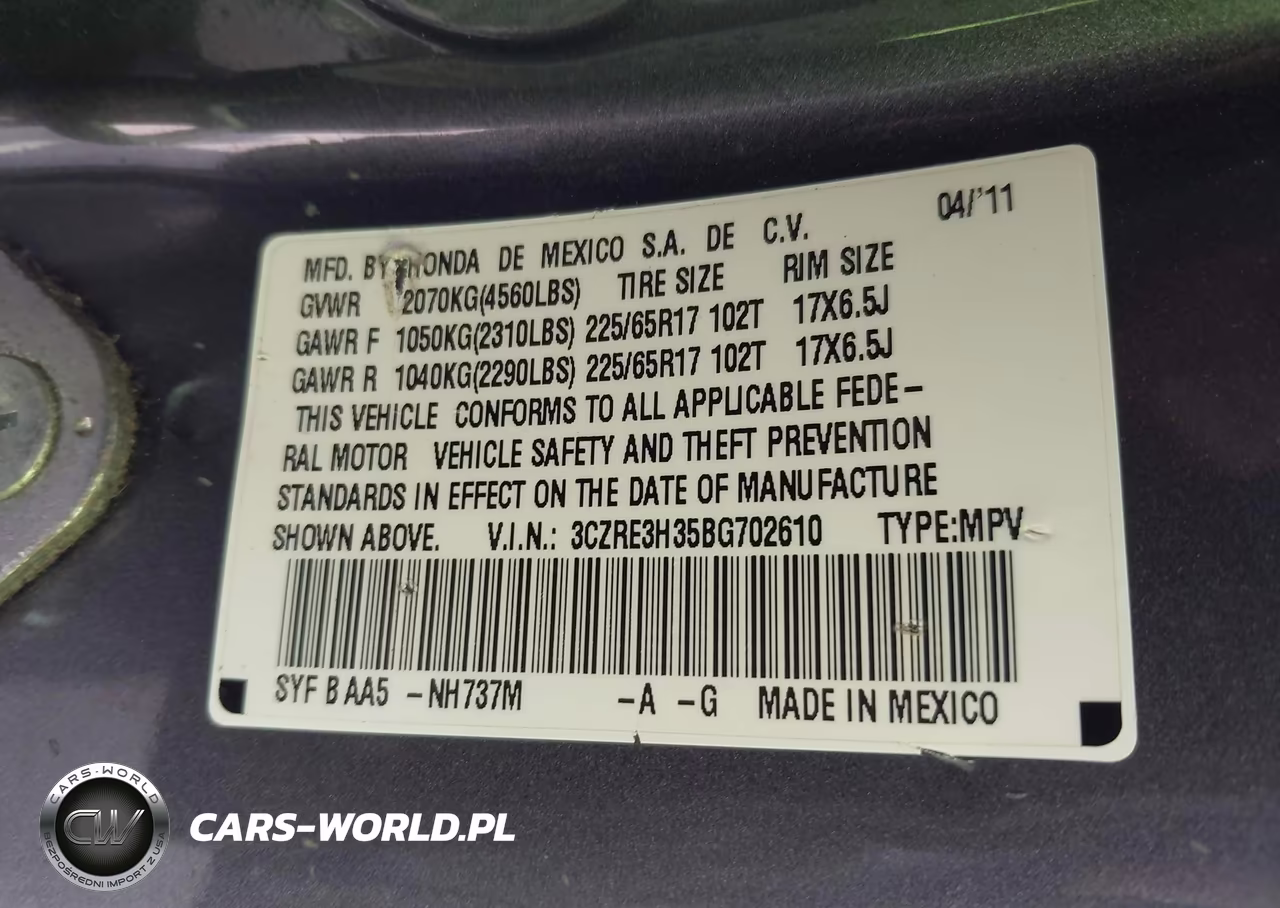2011 Honda Cr-V Lx VIN:3CZRE3H35BG702610 - 9
