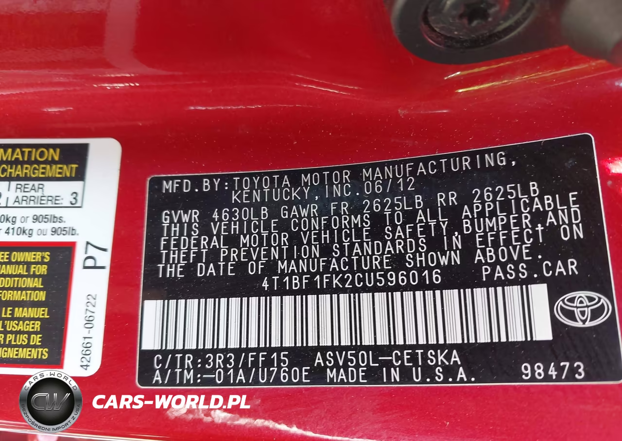 2012 Toyota Camry Se VIN:4T1BF1FK2CU596016 - 9
